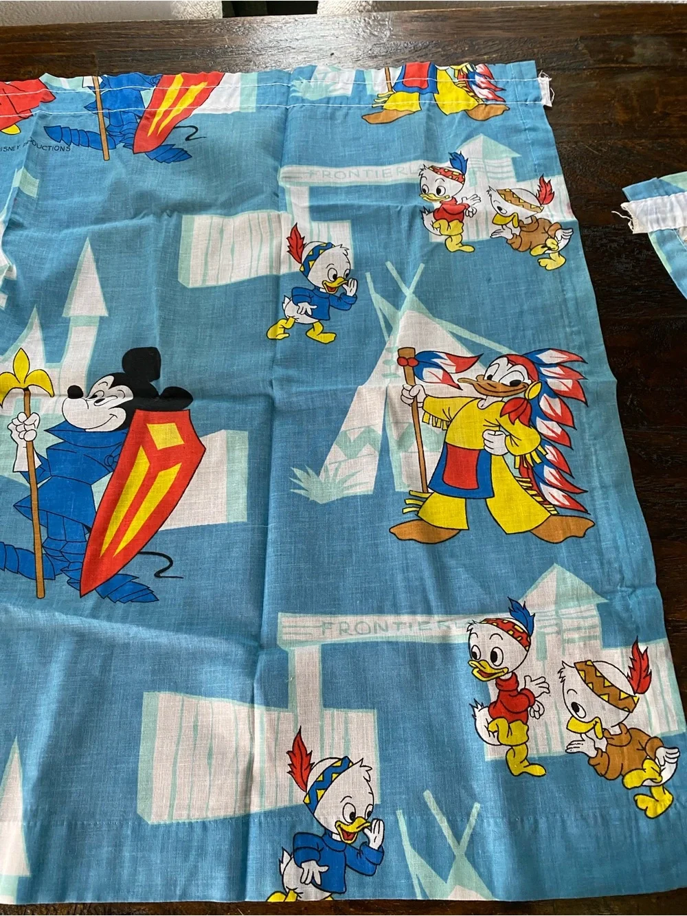 Vintage 1960s Set of 3 Walt Disney Mickey Mouse Disneyland Curtain Panels